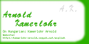 arnold kamerlohr business card